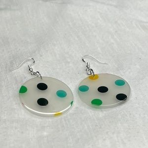NEW Handmade- Circle multicolored polka dots earrings